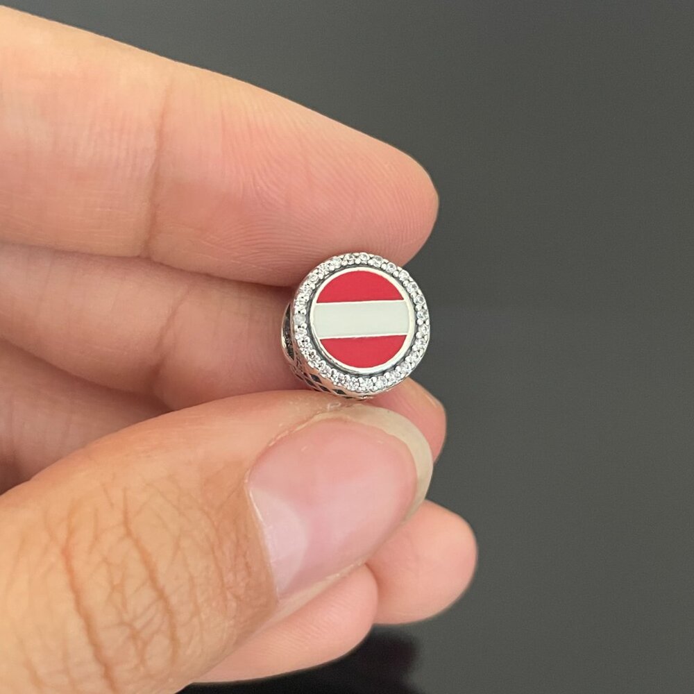 Pandora Austria Flag Bead Charm Flag of Austria Charm Travel Charm S925 Sterling